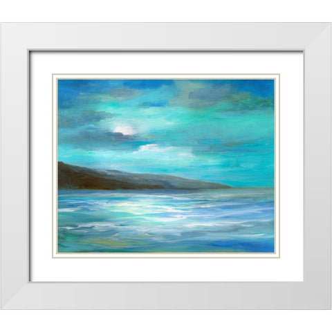 Moon Glow White Modern Wood Framed Art Print with Double Matting by Finch, Sheila