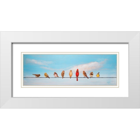 Sweet Birds on a Wire I White Modern Wood Framed Art Print with Double Matting by Iafrate, Sandra