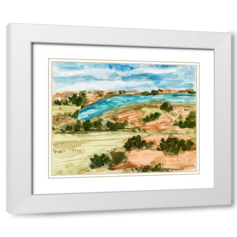 Sunset Village I White Modern Wood Framed Art Print with Double Matting by Wang, Melissa