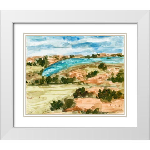 Sunset Village I White Modern Wood Framed Art Print with Double Matting by Wang, Melissa
