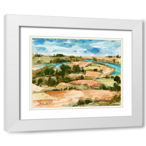 Sunset Village II White Modern Wood Framed Art Print with Double Matting by Wang, Melissa