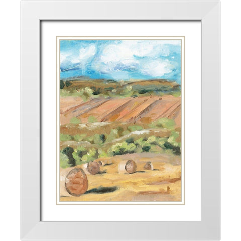 Hay Bales I White Modern Wood Framed Art Print with Double Matting by Wang, Melissa