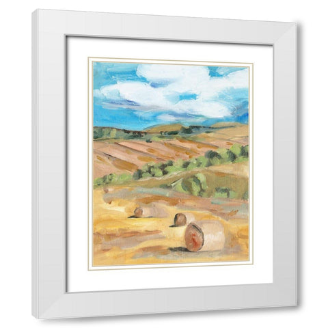 Hay Bales II White Modern Wood Framed Art Print with Double Matting by Wang, Melissa