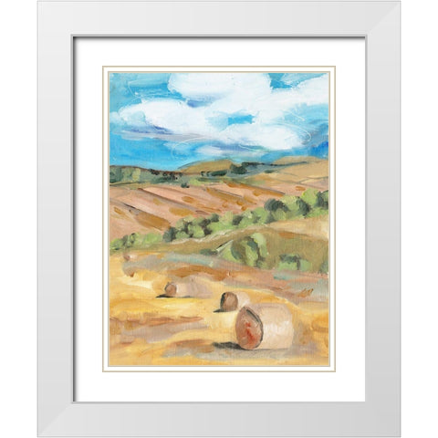 Hay Bales II White Modern Wood Framed Art Print with Double Matting by Wang, Melissa
