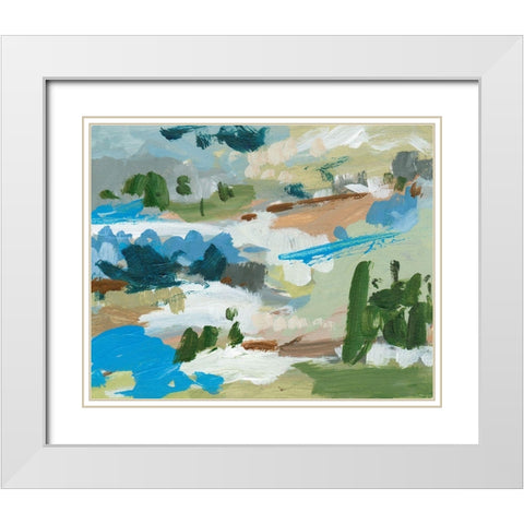 Mountain River II White Modern Wood Framed Art Print with Double Matting by Wang, Melissa