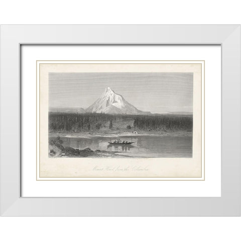 Mount Hood from the Columbia White Modern Wood Framed Art Print with Double Matting by Bryant, William Cullen