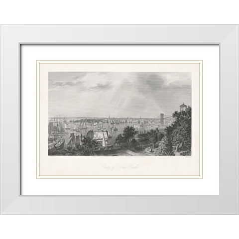 City of New York White Modern Wood Framed Art Print with Double Matting by Bryant, William Cullen