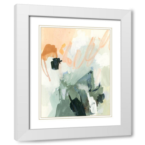 Moss and Peach I White Modern Wood Framed Art Print with Double Matting by Barnes, Victoria