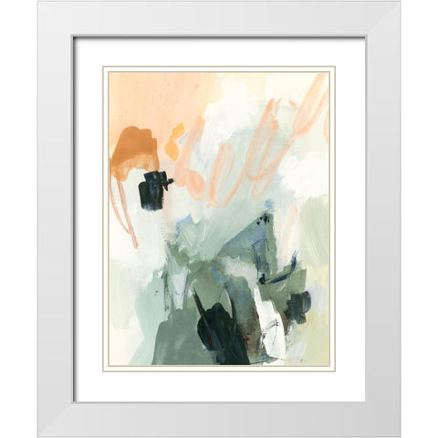 Moss and Peach I White Modern Wood Framed Art Print with Double Matting by Barnes, Victoria