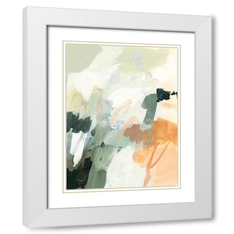 Moss and Peach II White Modern Wood Framed Art Print with Double Matting by Barnes, Victoria