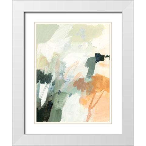 Moss and Peach II White Modern Wood Framed Art Print with Double Matting by Barnes, Victoria