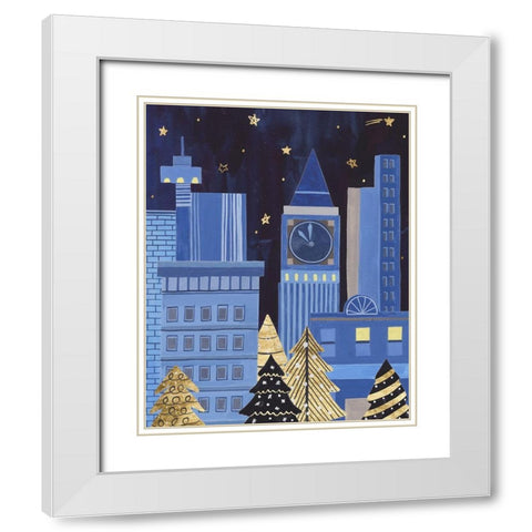 Holiday Night I White Modern Wood Framed Art Print with Double Matting by Wang, Melissa