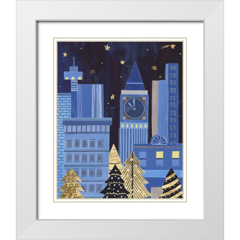 Holiday Night I White Modern Wood Framed Art Print with Double Matting by Wang, Melissa