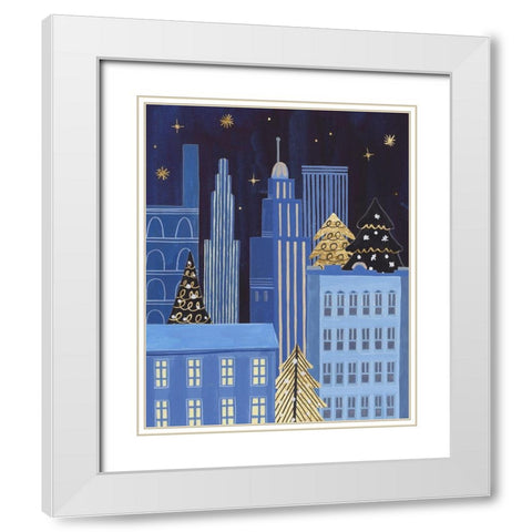 Holiday Night III White Modern Wood Framed Art Print with Double Matting by Wang, Melissa