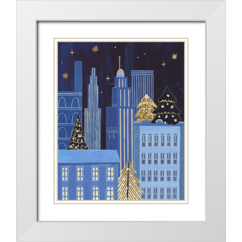 Holiday Night III White Modern Wood Framed Art Print with Double Matting by Wang, Melissa