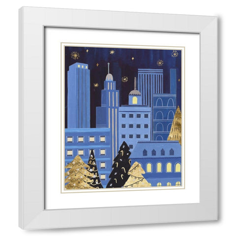Holiday Night IV White Modern Wood Framed Art Print with Double Matting by Wang, Melissa