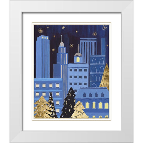 Holiday Night IV White Modern Wood Framed Art Print with Double Matting by Wang, Melissa