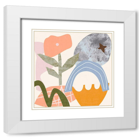 Lunar Flower I White Modern Wood Framed Art Print with Double Matting by Wang, Melissa