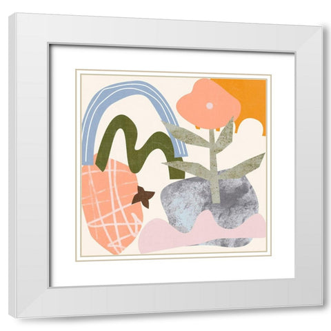 Lunar Flower III White Modern Wood Framed Art Print with Double Matting by Wang, Melissa