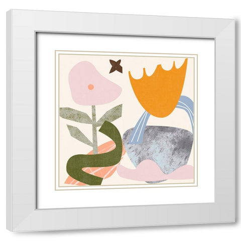 Lunar Flower IV White Modern Wood Framed Art Print with Double Matting by Wang, Melissa