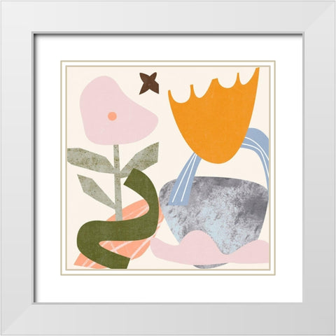 Lunar Flower IV White Modern Wood Framed Art Print with Double Matting by Wang, Melissa