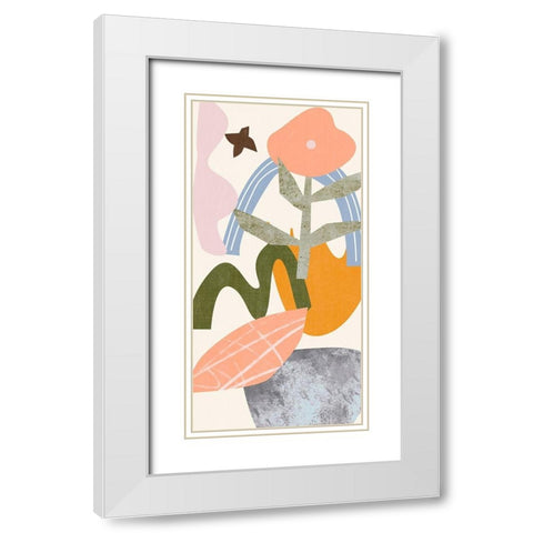 Lunar Flower V White Modern Wood Framed Art Print with Double Matting by Wang, Melissa