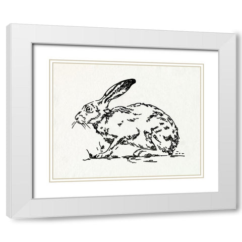 Resting Hare I White Modern Wood Framed Art Print with Double Matting by Caroline, Emma