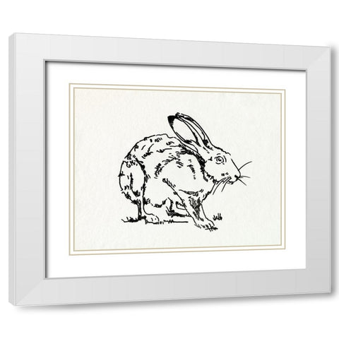 Resting Hare II White Modern Wood Framed Art Print with Double Matting by Caroline, Emma