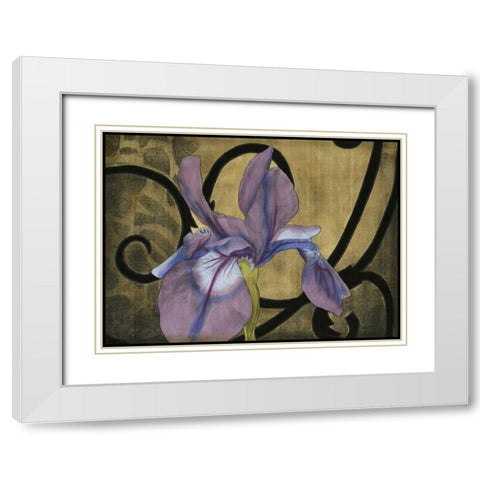 Iris and Scrolls I White Modern Wood Framed Art Print with Double Matting by Goldberger, Jennifer