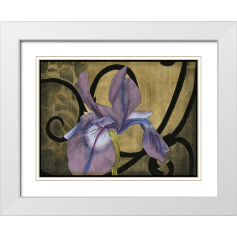 Iris and Scrolls I White Modern Wood Framed Art Print with Double Matting by Goldberger, Jennifer