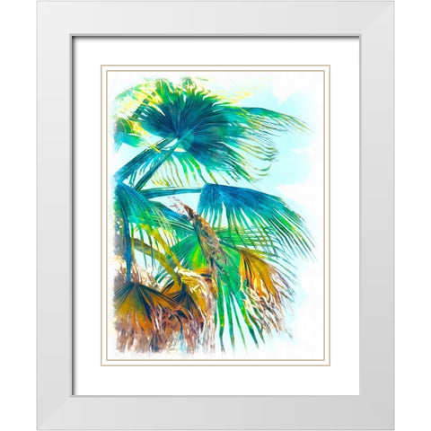 Tropical Glow I White Modern Wood Framed Art Print with Double Matting by Saunders, Alonzo