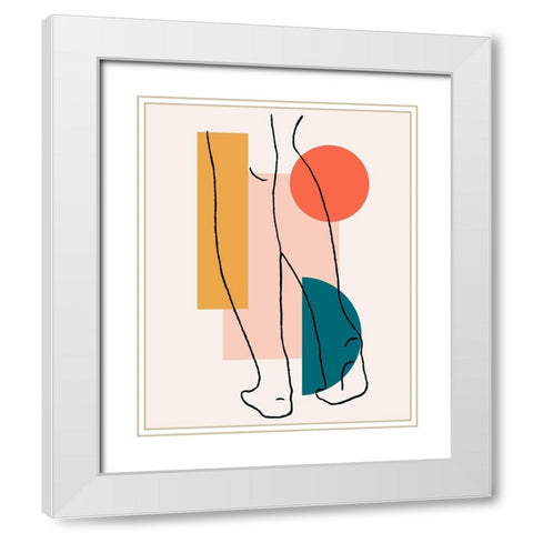 Legs I White Modern Wood Framed Art Print with Double Matting by Saunders, Alonzo