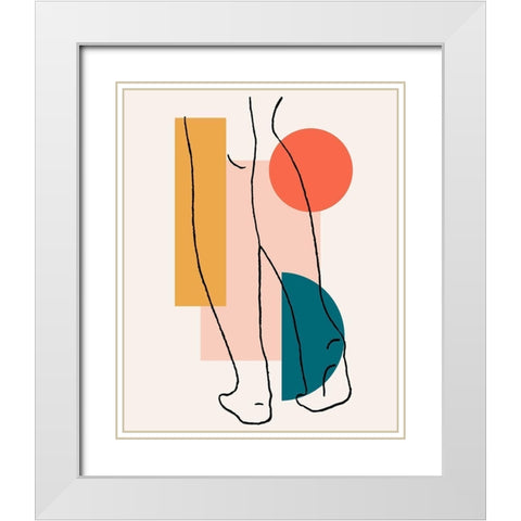 Legs I White Modern Wood Framed Art Print with Double Matting by Saunders, Alonzo