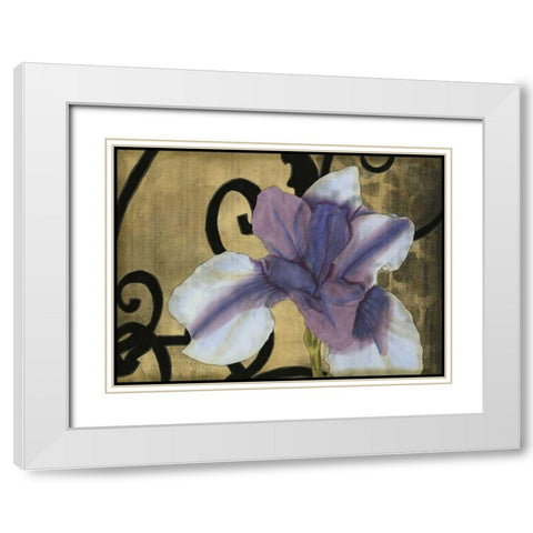 Iris and Scrolls II White Modern Wood Framed Art Print with Double Matting by Goldberger, Jennifer