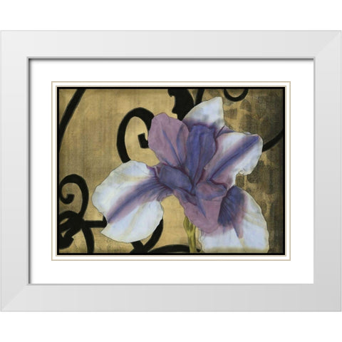 Iris and Scrolls II White Modern Wood Framed Art Print with Double Matting by Goldberger, Jennifer