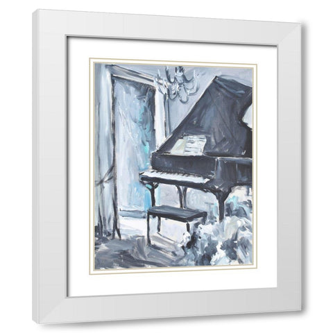 Piano Blues I White Modern Wood Framed Art Print with Double Matting by Stevens, Allayn