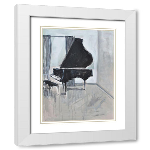 Piano Blues II White Modern Wood Framed Art Print with Double Matting by Stevens, Allayn