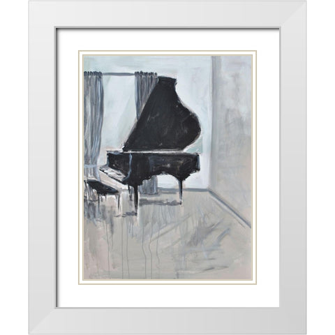 Piano Blues II White Modern Wood Framed Art Print with Double Matting by Stevens, Allayn