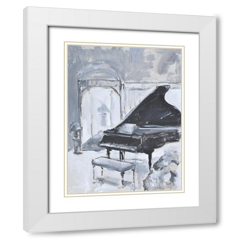 Piano Blues VI White Modern Wood Framed Art Print with Double Matting by Stevens, Allayn
