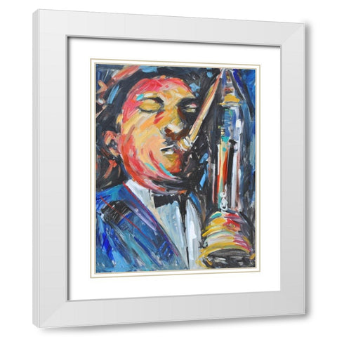 Listen to the Music III White Modern Wood Framed Art Print with Double Matting by Stevens, Allayn