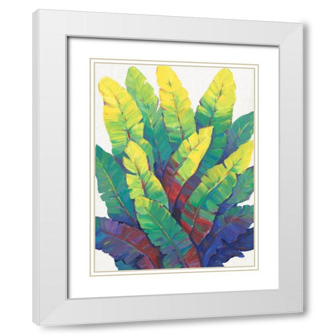 Sunlit Banana Leaves I White Modern Wood Framed Art Print with Double Matting by OToole, Tim