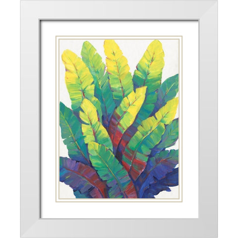 Sunlit Banana Leaves I White Modern Wood Framed Art Print with Double Matting by OToole, Tim