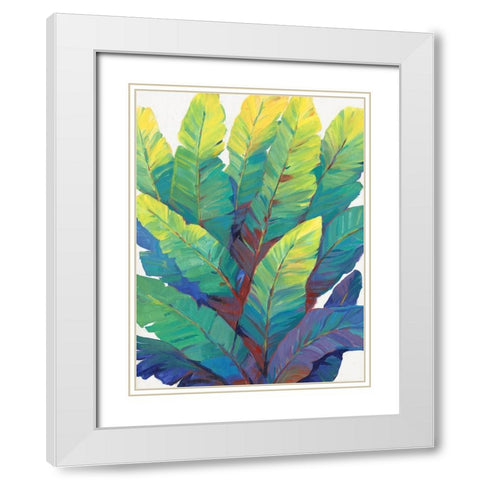 Sunlit Banana Leaves II White Modern Wood Framed Art Print with Double Matting by OToole, Tim