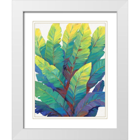 Sunlit Banana Leaves II White Modern Wood Framed Art Print with Double Matting by OToole, Tim