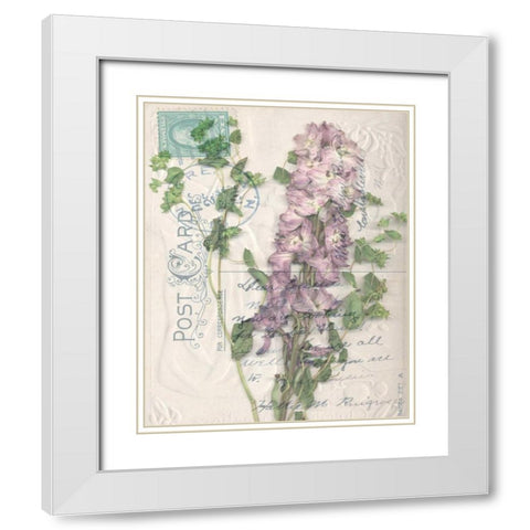 Postcard Wildflowers I White Modern Wood Framed Art Print with Double Matting by Goldberger, Jennifer