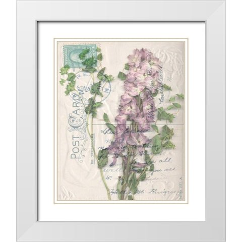 Postcard Wildflowers I White Modern Wood Framed Art Print with Double Matting by Goldberger, Jennifer