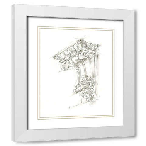 Corbel Sketch II White Modern Wood Framed Art Print with Double Matting by Harper, Ethan