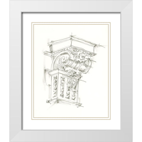 Corbel Sketch III White Modern Wood Framed Art Print with Double Matting by Harper, Ethan