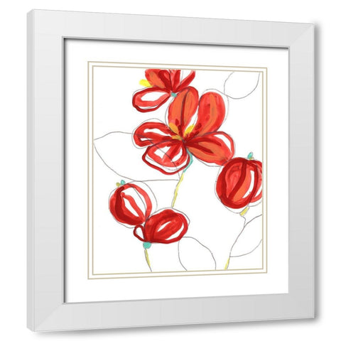 Primary Petal I White Modern Wood Framed Art Print with Double Matting by Vess, June Erica