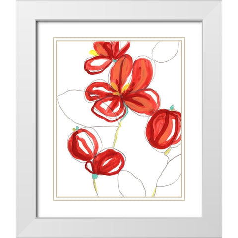 Primary Petal I White Modern Wood Framed Art Print with Double Matting by Vess, June Erica
